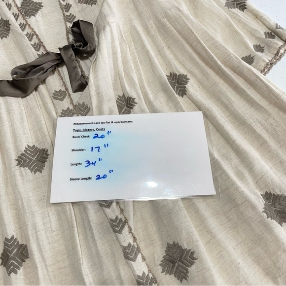 Meena Mehal Linen Embroidered kimono cardigan Size M - Picture 7 of 11
